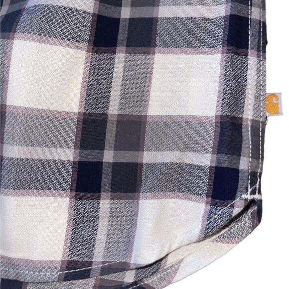 Carhartt Button Up M Gray Plaid Collared Medium Shirt Top Purple - Picture 6 of 11